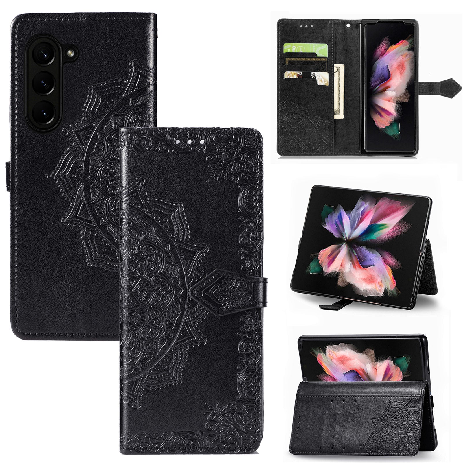 For Samsung Galaxy Z Fold5 5G Anti-Scratch Phone Cover Mandala Pattern Embossed PU Leather Wallet Case For Samsung Galaxy Z Fold5 5G Anti-Scratch Phone Cover Mandala Pattern Embossed PU Leather Wallet Case